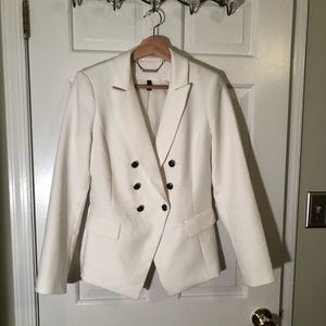 WHBM Ivory double breasted blazer